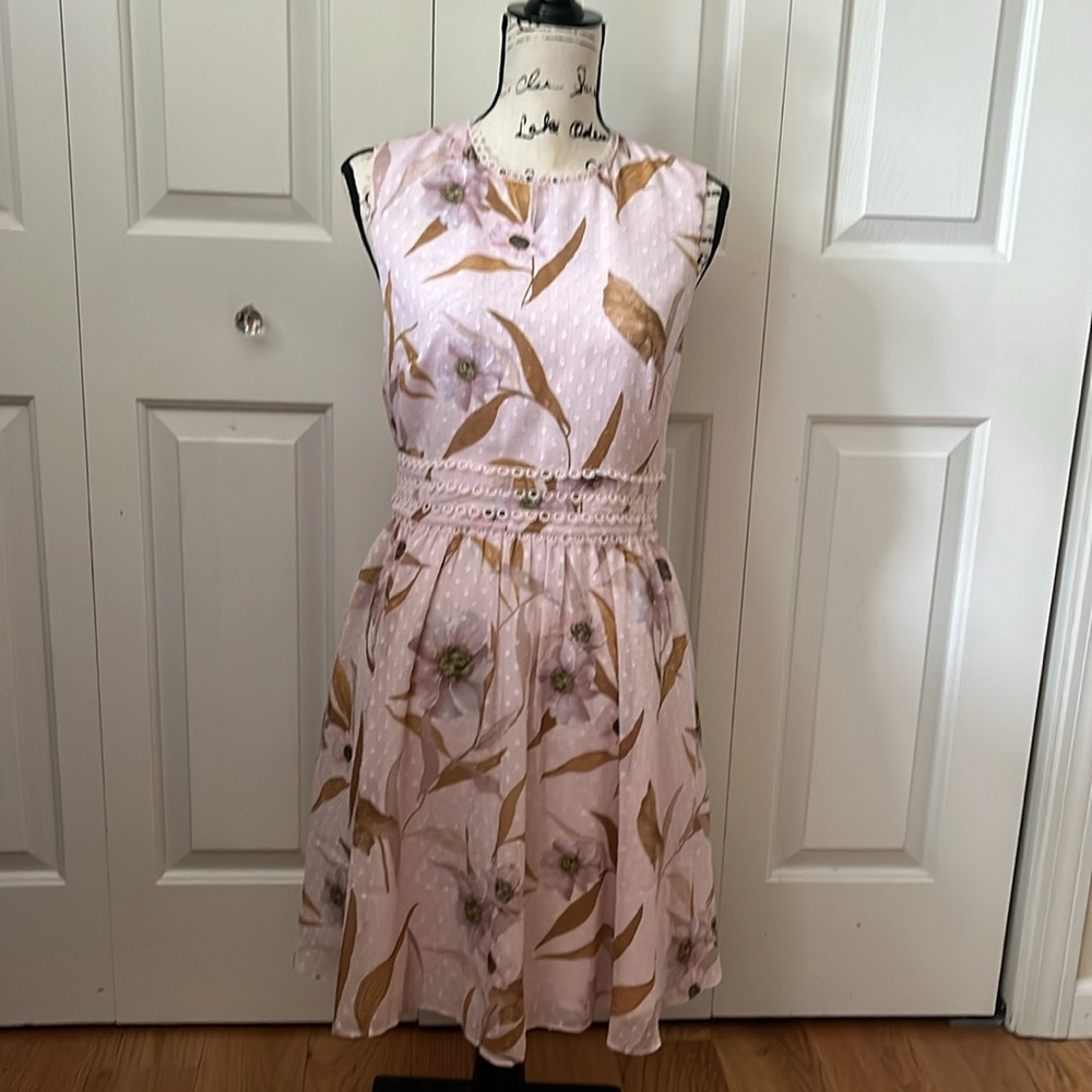Ted Baker RONTIE Cabana print floral pink sleeveless dress TB 3 USA 8 - Picture 7 of 13